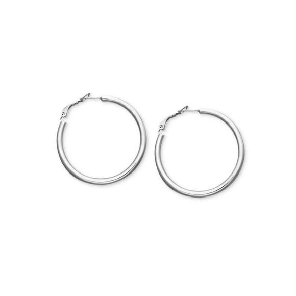 Giani Bernini Silver Medium Tube Hoop Earrings NWT - Picture 1 of 10